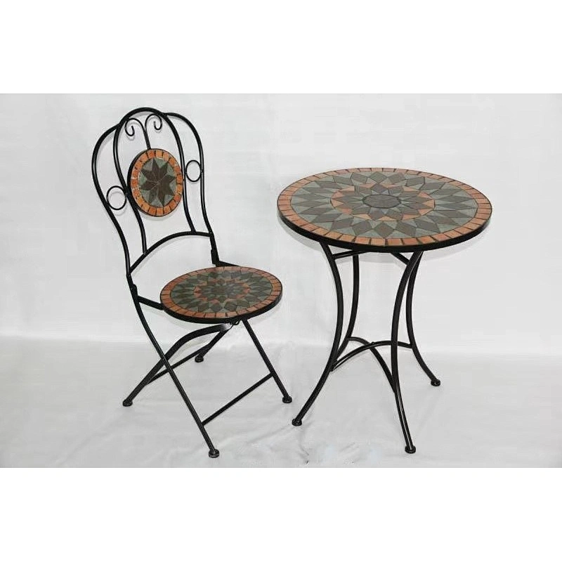 HQ-M0010 HongQiang mosaic table outdoor floding dining table bistro set with chair