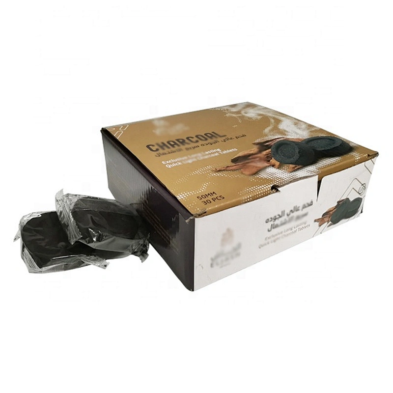 HQRM5030 HongQiang Wholesale Smokeless Black Charcoal Fast Burning Round Charcoal