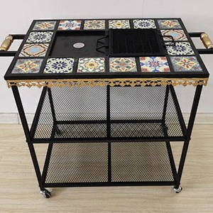 HQMF-S8543 HongQiang outdoor rectangular mosaic fire pit table for garden