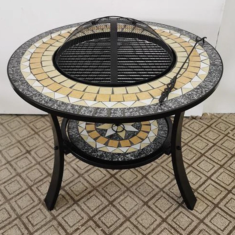 HQMF-R702 HongQiang Outdoor BBQ Grill Set Mosaic Fire Pit table  barbecue Tile Table