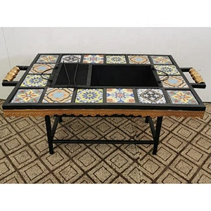 HQMF-S6442 HongQiang Mosaic Fire Pit Ourdoor Rectangular Tile Fire Table BBQ Grill for Garden