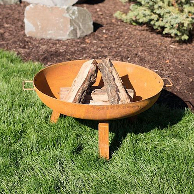 HQ-K05 HongQiang Fire Pit  Rusty Style Corten Steel Brazier Outdoor Camping Bowl BBQ Grill