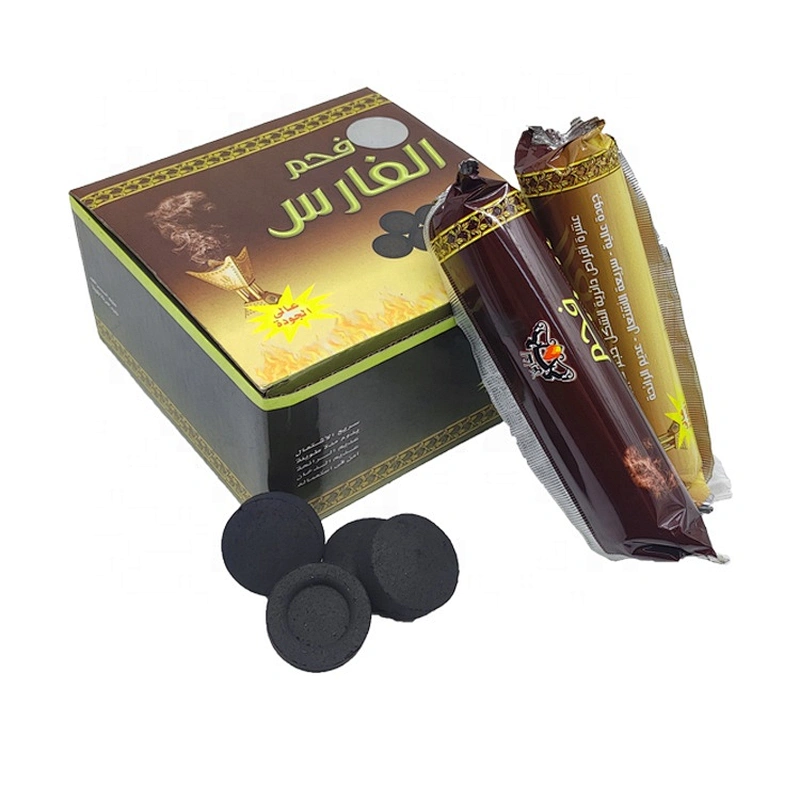 HQRM3380 HongQiang 33mm Golden Coal Fruit Wood Hookah Incense Flavor Round Charcoal