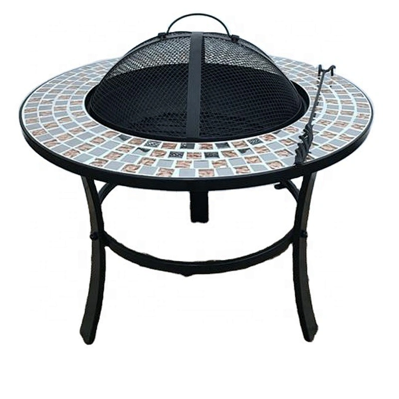 HQMF-R701 HongQiang Mosaic Fire Pit Table For Garden Outdoor Barbecue Cooking Table Stove Grill
