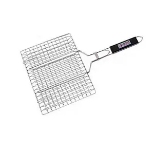 HQBG-01Hongqiang Hot selling Outdoor Tool iron Basket Wooden Handle BBQ Grill