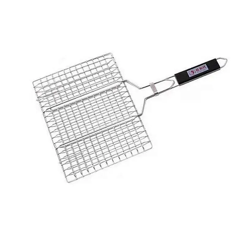 HQBG-01Hongqiang Hot selling Outdoor Tool iron Basket Wooden Handle BBQ Grill