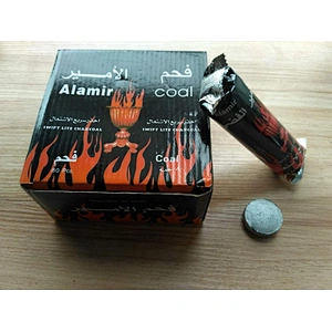 HQRH3380 Hongqiang Incense Hookah Round Bamboo Silver Color Charcoal