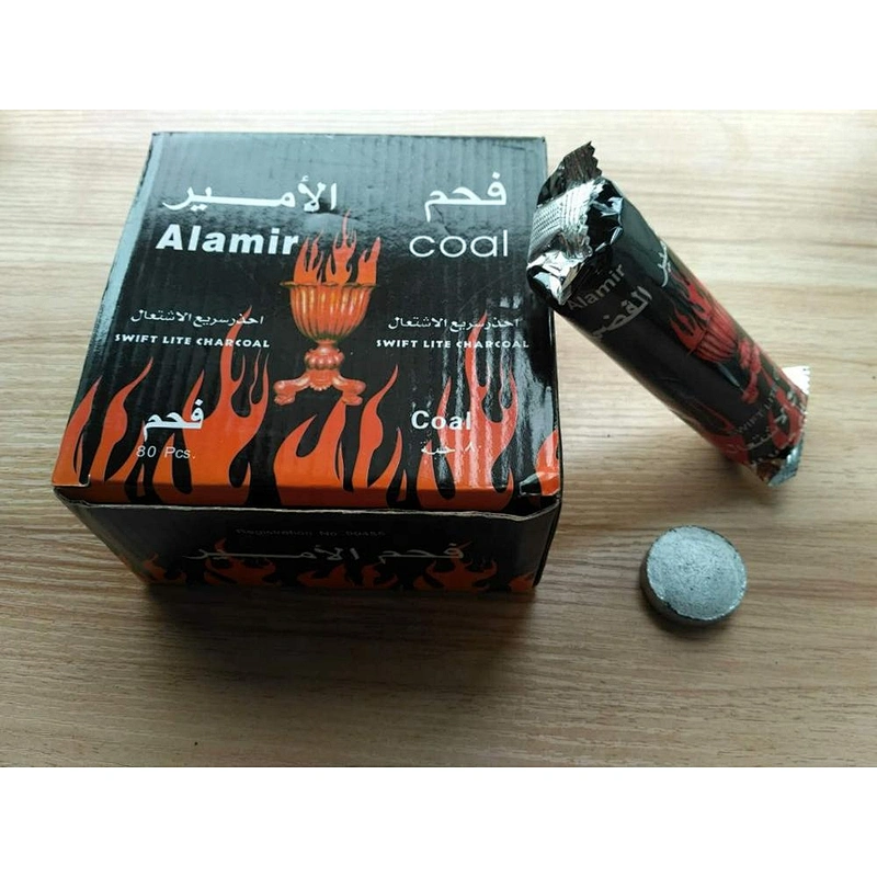HQRH3380 Hongqiang Incense Hookah Round Bamboo Silver Color Charcoal