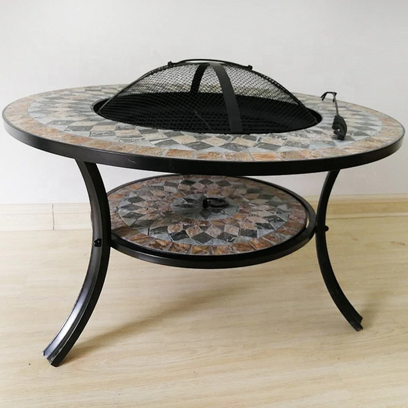 HQMF-R701 HongQiang BBQ Mosaic Firpit For Garden Outdoor Cooking Table Grill Table