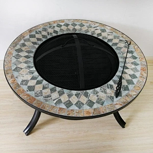 HQMF-R701 HongQiang BBQ Mosaic Firpit For Garden Outdoor Cooking Table Grill Table