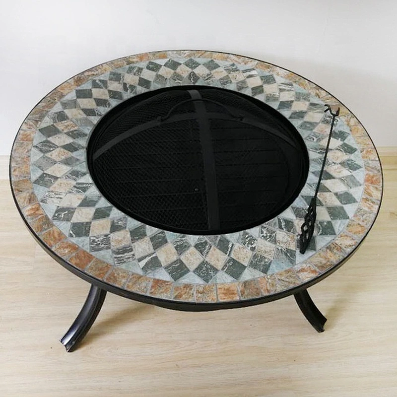 HQMF-R701 HongQiang BBQ Mosaic Firpit For Garden Outdoor Cooking Table Grill Table