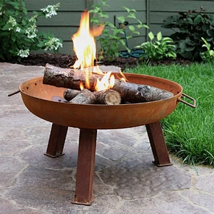 HQ-K05 HongQiang Fire Pit  Rusty Style Corten Steel Brazier Outdoor Camping Bowl BBQ Grill