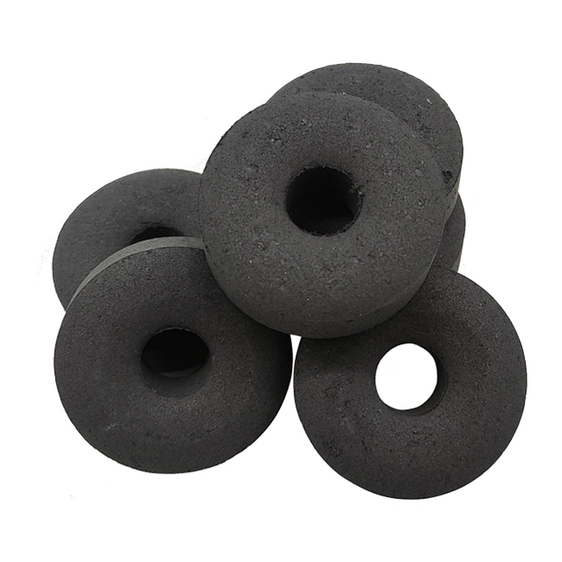 HQRM4080 HongQiang factory hot selling black shisha incense easy ignite hookah hole round charcoal