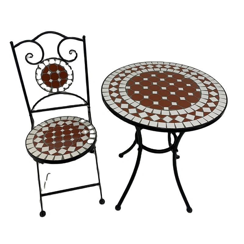 HQ-M0004 HongQiang outdoor mosaic Bistro set ceramic patio round table and chair