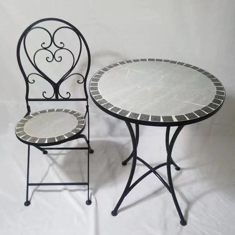 HQ-M0001 HongQiang Mosaic table  Furniture Set Garden Bistro Creamic Tile Top with chairs
