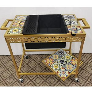 HQMF-S5333 HongQiang Ceramic tile Square Mosaic Fire Pit Outdoor BBQ Table For Garden