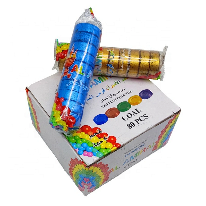 HQRM3380 HongQiang Shisha Charcoal Insense Coal Colorful Quick Burning Hookah Round Charcoal