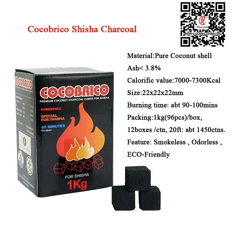 HQHC0022 Hongqiang Hot Selling Coconut cube charcoal for Hookah Cube Shisha Charcoal