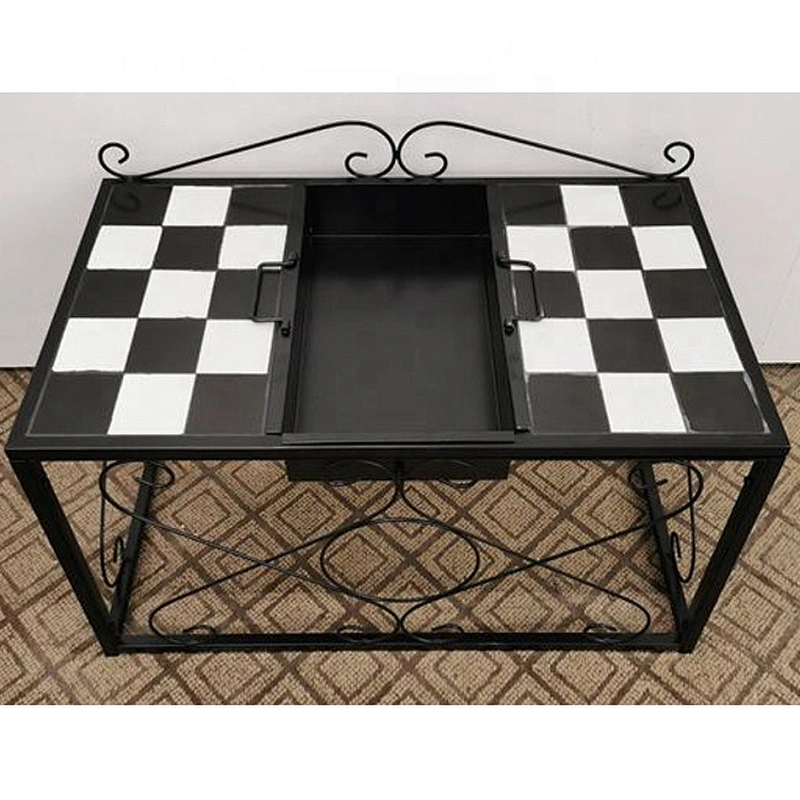 HQMF-S7755 HongQiang mosaic fire pit 7*7 outdoor metal table bbq fire place for garden cooking