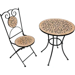HQ-M0001 HongQiang Mosaic table  Furniture Set Garden Bistro Creamic Tile Top with chairs