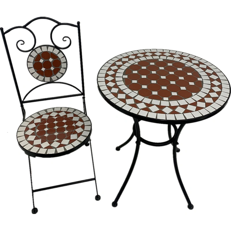 HQ-M0001 HongQiang Mosaic table  Furniture Set Garden Bistro Creamic Tile Top with chairs