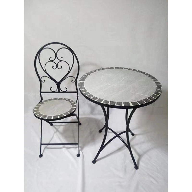 HQ-M0009 HongQiang garden furniture mosaic tile table with chairs bistro set