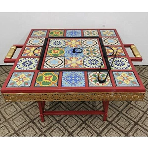 HQMF-S7755 HongQiang mosaic fire pit 7*7 outdoor metal table bbq fire place for garden cooking