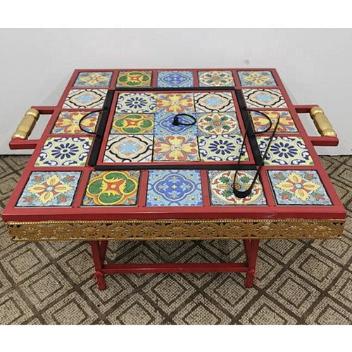 HQMF-S7755 HongQiang mosaic fire pit 7*7 outdoor metal table bbq fire place for garden cooking