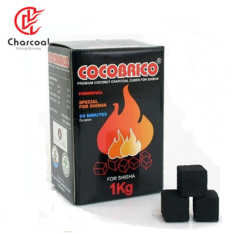 Hong Qiang charcoal wholesaleprice per kg coco Coconut shell cube charcoal for shisha hookah