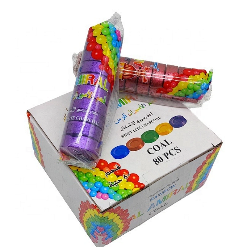 HQRM3380 HongQiang Shisha Charcoal Insense Coal Colorful Quick Burning Hookah Round Charcoal