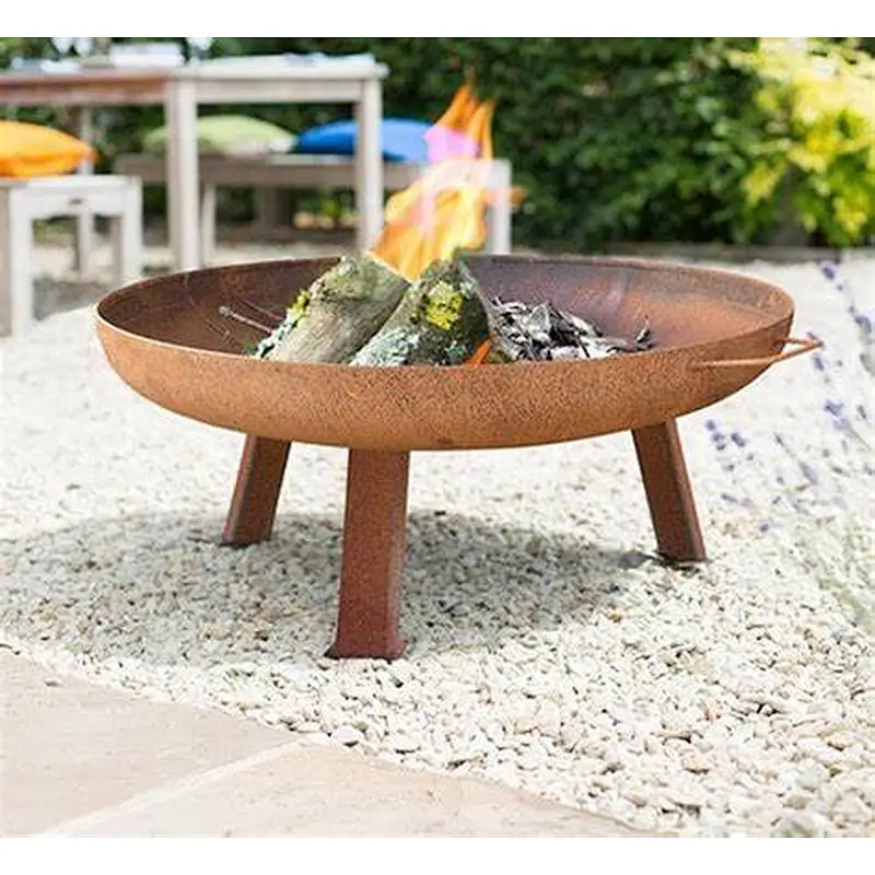 HQ-K05 HongQiang Fire Pit  Rusty Style Corten Steel Brazier Outdoor Camping Bowl BBQ Grill