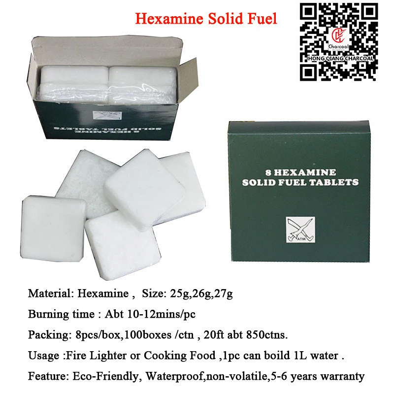 HQS-025 Hongqiang White firestarter solid fuel hexamine for outdoor