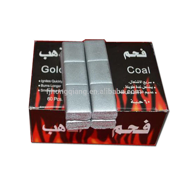 Hong Qiang best quality price of 1 kg coal in india golden touch silver black hookah no sound no smoking shicha coal charcoal
