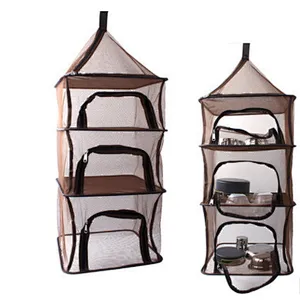 Outdoor collapsible round drying net tableware vegetables and fruits drying basket four-layer storage basket drying rack
