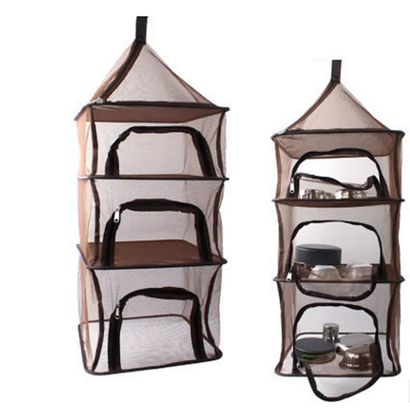 Outdoor collapsible round drying net tableware vegetables and fruits drying basket four-layer storage basket drying rack