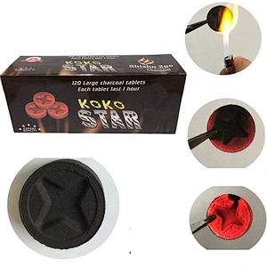 HQRH35120 HongQiang 35mm Round Charcoal Odorless Instant Light Charcoal Fruit Wood Shisha Incense Charcoal