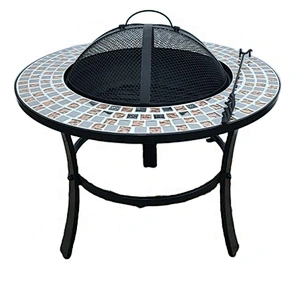 HQRM-R702 HongQiang Outdoor BBQ Mosaic Fire Pit table Tile Table for heating BBQ