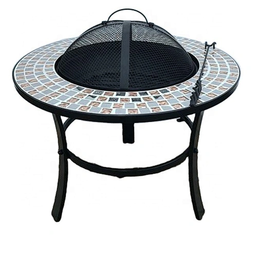 HQRM-R702 HongQiang Outdoor BBQ Mosaic Fire Pit table Tile Table for heating BBQ