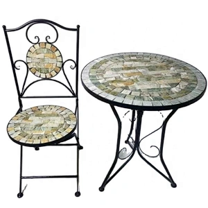 HQ-M0002 HongQiang Mosaic tile table outdoor bistro set garden furniture with chairs