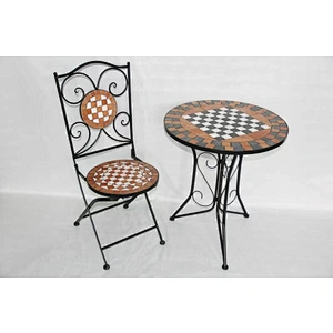 HQ-M0009 HongQiang garden furniture mosaic tile table with chairs bistro set