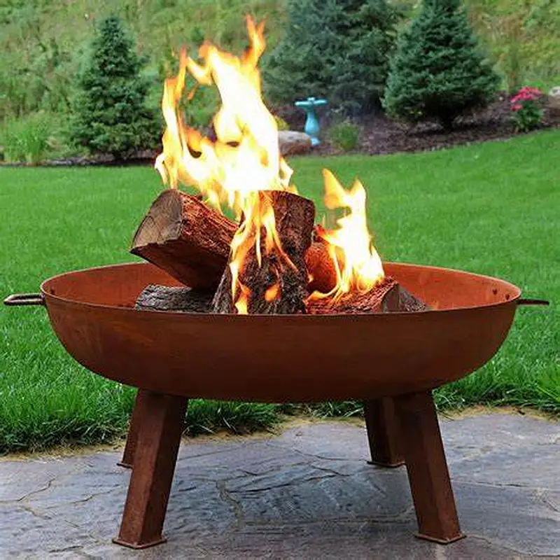 HQ-K05 HongQiang Fire Pit  Rusty Style Corten Steel Brazier Outdoor Camping Bowl BBQ Grill