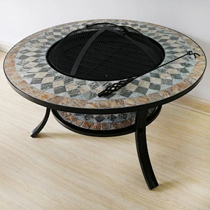 HQMF-R762 HongQiang Round Mosaic Fire Pit Table Patio Heater Garden Stove