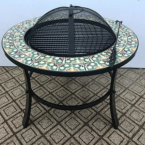 HQRM-R702 HongQiang Outdoor BBQ Mosaic Fire Pit table Tile Table for heating BBQ