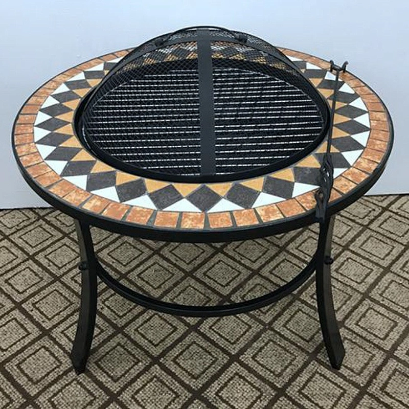 HQRM-R702 HongQiang Outdoor BBQ Mosaic Fire Pit table Tile Table for heating BBQ