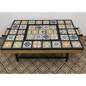 HQMF-S5432 HongQiang Outdoor Metal Square Mosaic Fire Pit  BBQ Table For Garden