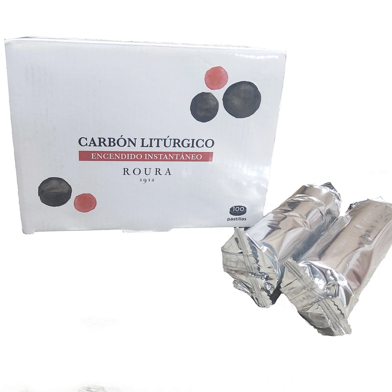 HQRM4001 HongQiang E-co friendly instant light tablets round charcoal for shisha/hookah pure fruit wood 40mm