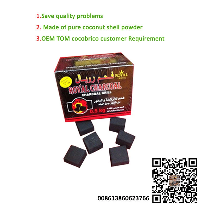 Hong Qiang Customized burning 120mins malaysia coconut shell incense cube charcoal