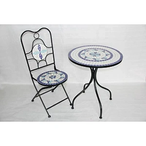 HQ-M0008 HongQiang mosaic tables and chairs bistro tile table outdoor