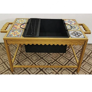 HQMF-S7755 HongQiang NEW Arrival Mosaic fire pit 7*7 metal table bbq fire pit for outdoor cooking