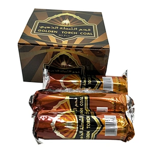 HQRH3380 Ignite quickly low volatile custom bulk golden  charcoal for hookah